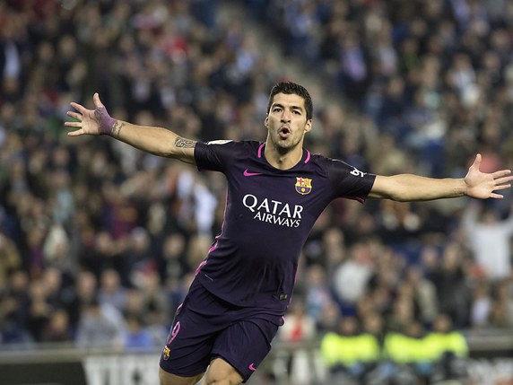 L'attaquant uruguayen du Barça Luis Suarez  a frappé deux fois samedi. © KEYSTONE/EPA EFE/MARTA PEREZ